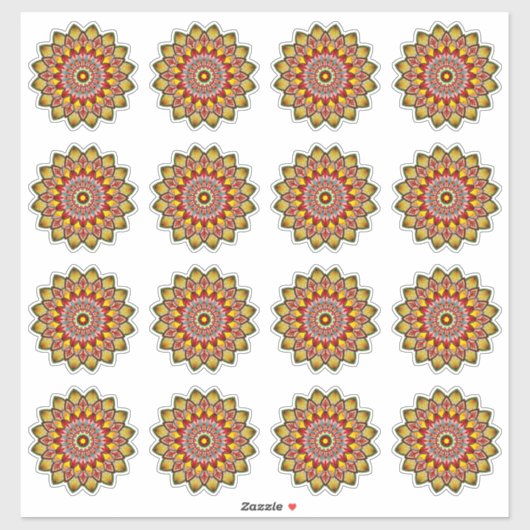 Mandala-Packung Gelb und Rot Aufkleber (Blatt)