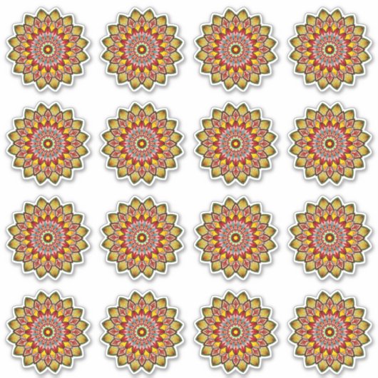 Mandala-Packung Gelb und Rot Aufkleber (Vorderseite)