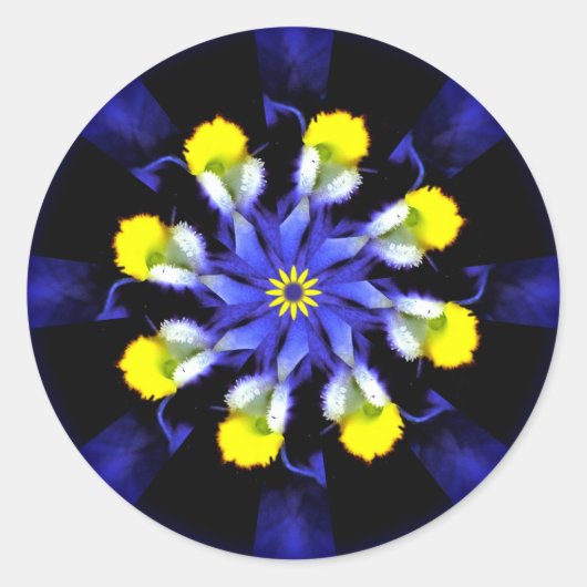 Mandala Pansy Blue & Yellow Stickers (Vorderseite)
