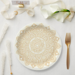Mandala-Papierplatte Gold Pappteller