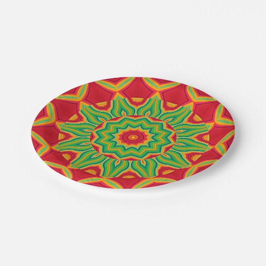 Mandala Papierplatte Pappteller (Schrägansicht)