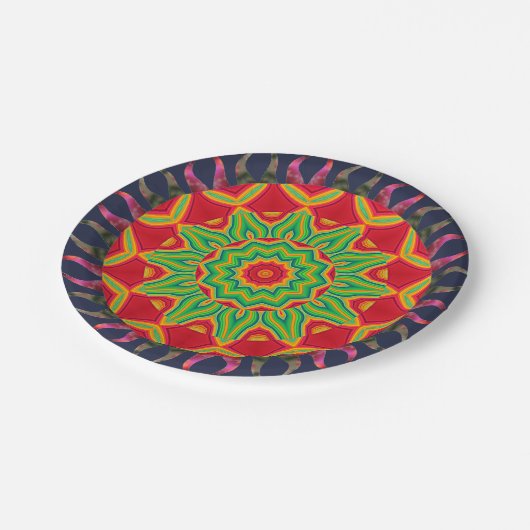 Mandala Papierplatte Pappteller (Schrägansicht)