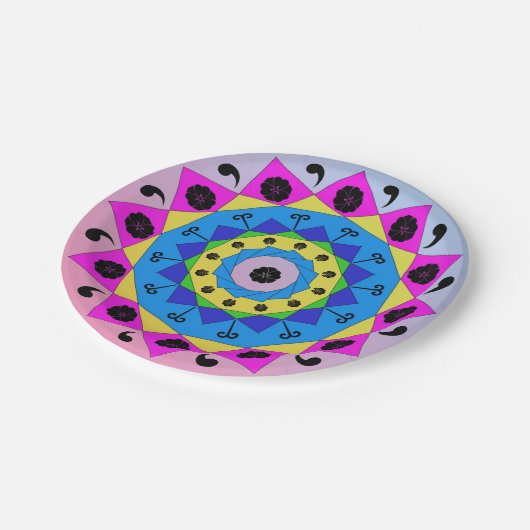 Mandala Papierplatte Pappteller (Schrägansicht)