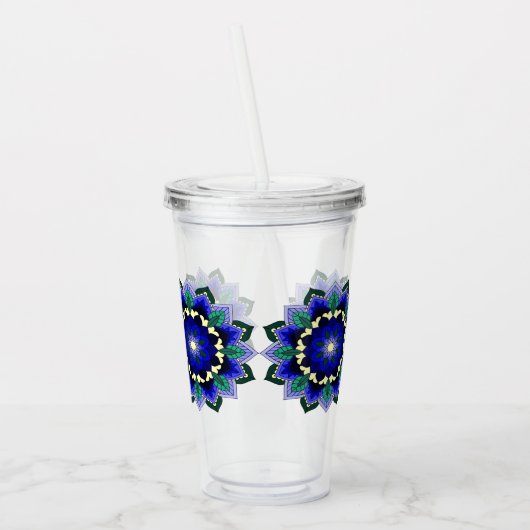 Mandala Pattern 02 in dark blue Acryltrinkbecher (Links)