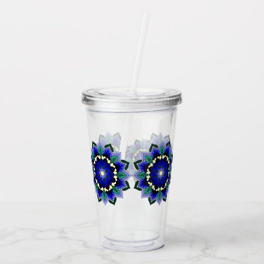 Mandala Pattern 02 in dark blue Acryltrinkbecher (Rückseite)