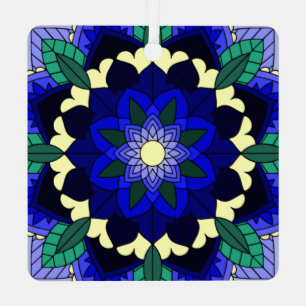 Mandala Pattern 02 in dark blue Metal Tree Decorat Ornament Aus Metall
