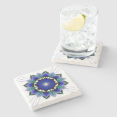 Mandala Pattern 02 in dark blue Stone Coaster Steinuntersetzer (Seitenansicht)