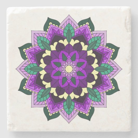 Mandala Pattern 02 in purple Steinuntersetzer (Vorderseite)