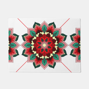 Mandala Pattern 02 in red Doormat Fußmatte