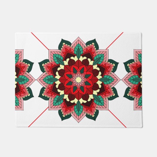 Mandala Pattern 02 in red Doormat Fußmatte (Vorderseite)