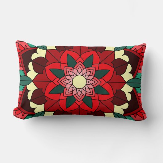 Mandala Pattern 02 in red Lumbar Cushion Lendenkissen (Vorderseite)