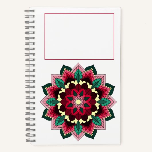 Mandala Pattern 02 in tiefrosa Notebook Notizblock (Vorderseite)