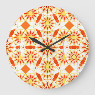Mandala pattern, brick red, rust, gold große wanduhr