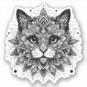 Mandala Pattern Cat Design Aufkleber (Vorderseite)