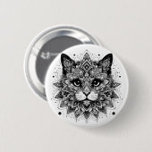 Mandala Pattern Cat Design Button (Vorne & Hinten)