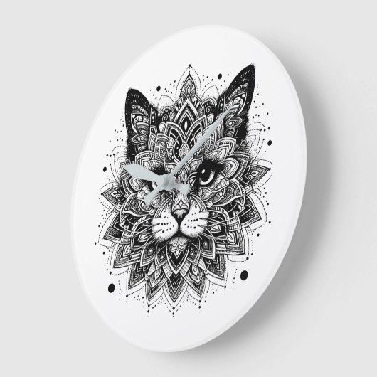 Mandala Pattern Cat Design Große Wanduhr (Winkel)