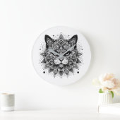 Mandala Pattern Cat Design Große Wanduhr (Zuhause)