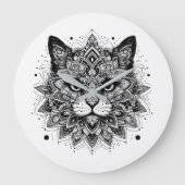 Mandala Pattern Cat Design Große Wanduhr (Vorderseite)