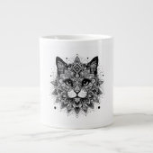 Mandala Pattern Cat Design Jumbo-Tasse (Vorderseite)