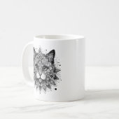 Mandala Pattern Cat Design Kaffeetasse (Vorderseite Links)