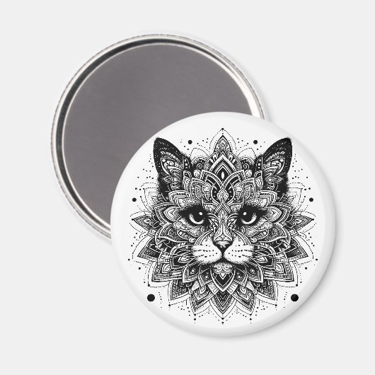 Mandala Pattern Cat Design Magnet (Vorderseite/Rückseite)