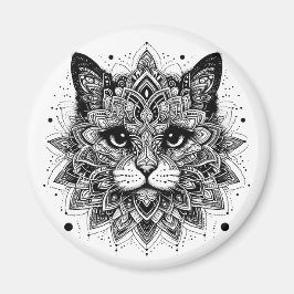 Mandala Pattern Cat Design Magnet