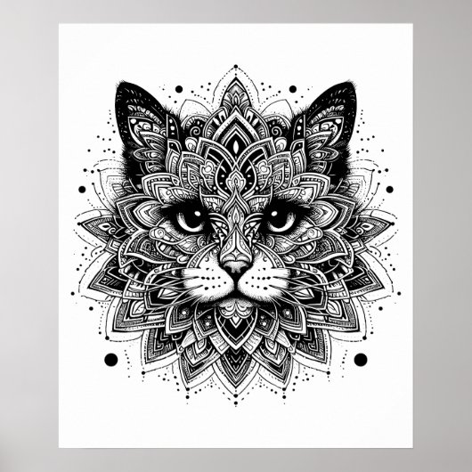 Mandala Pattern Cat Design Poster (Vorne)