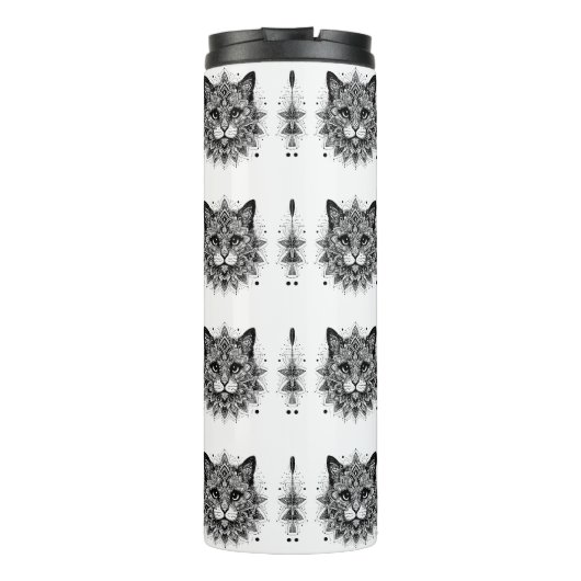 Mandala Pattern Cat Design Thermosbecher (Rückseite)