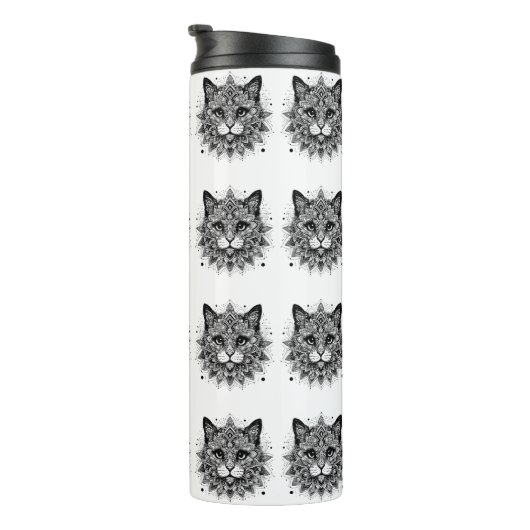 Mandala Pattern Cat Design Thermosbecher (Nach rechts gedreht)