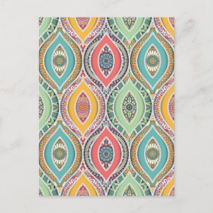 Mandala pattern colourful Moroccan Postkarte