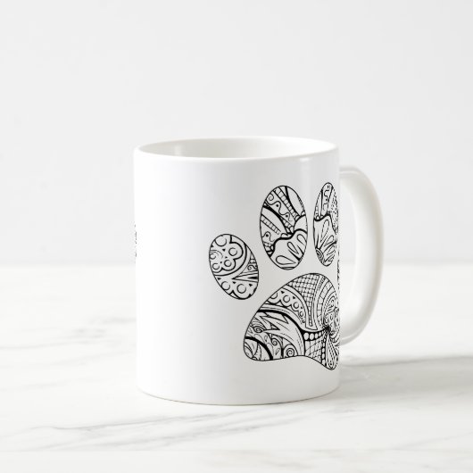 Mandala Pattern Dog Paw Print Kaffeetasse (VorderseiteRechts)