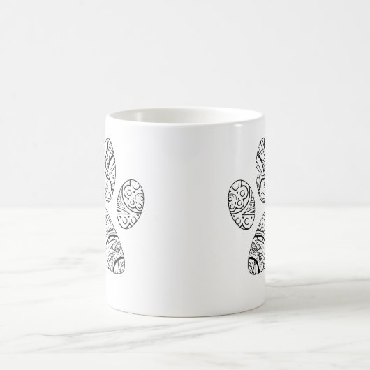Mandala Pattern Dog Paw Print Kaffeetasse (Mittel)