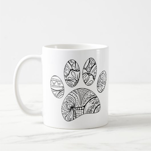 Mandala Pattern Dog Paw Print Kaffeetasse (Links)