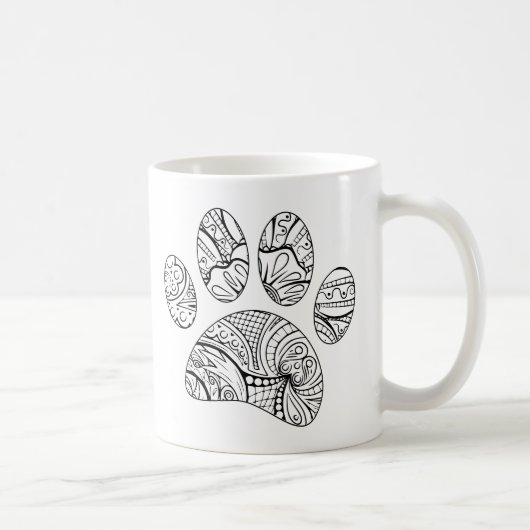 Mandala Pattern Dog Paw Print Kaffeetasse (Rechts)