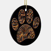 Mandala Pattern Dog Paw Print Keramik Ornament (Rechts)