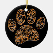 Mandala Pattern Dog Paw Print Keramik Ornament (Vorne)