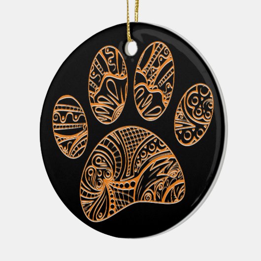 Mandala Pattern Dog Paw Print Keramik Ornament (Links)