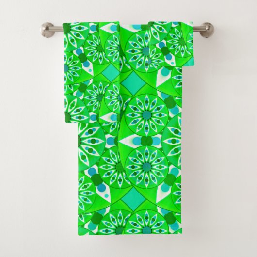 Mandala Pattern, Emerald Green und Peacock Badhandtuch Set (Insitu)