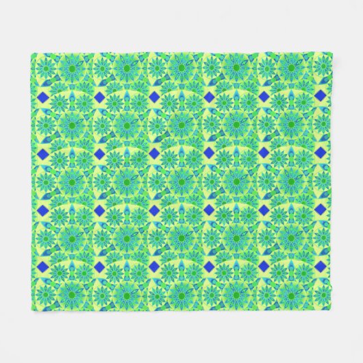 Mandala Pattern, Emerald Green und Peacock Fleecedecke (Vorderseite (Horizontal))