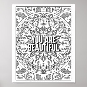 Mandala Pattern Färben Seite ACHTUNG Zitat Poster