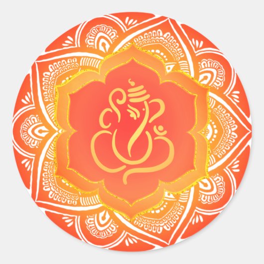 Mandala Pattern Festive Ganesh / Indischer Gott Runder Aufkleber (Vorderseite)