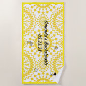 Mandala Pattern Junggeselinnen-Abschied White Yell Strandtuch (Vorderseite)