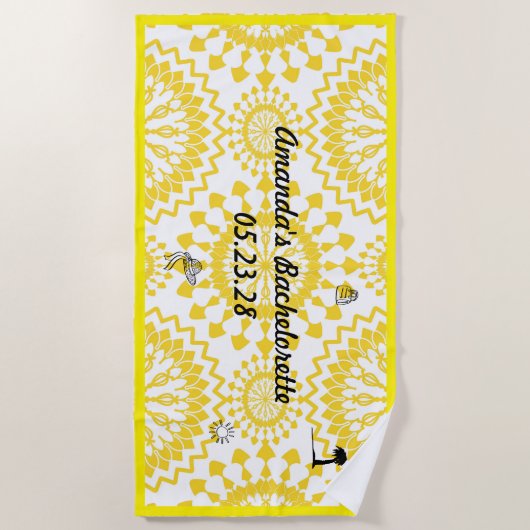 Mandala Pattern Junggeselinnen-Abschied White Yell Strandtuch (Vorderseite)