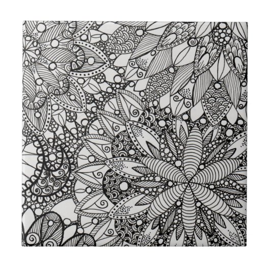 Mandala Pattern Lineart Keramik Tile Fliese (Vorderseite)