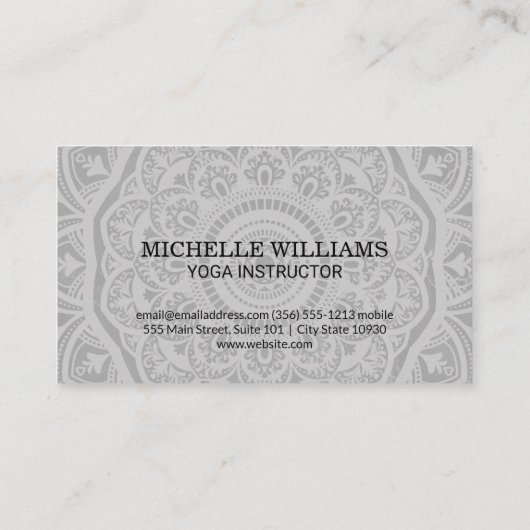 Mandala Pattern | Meditation | Yoga-Lehrer Visitenkarte (Rückseite)