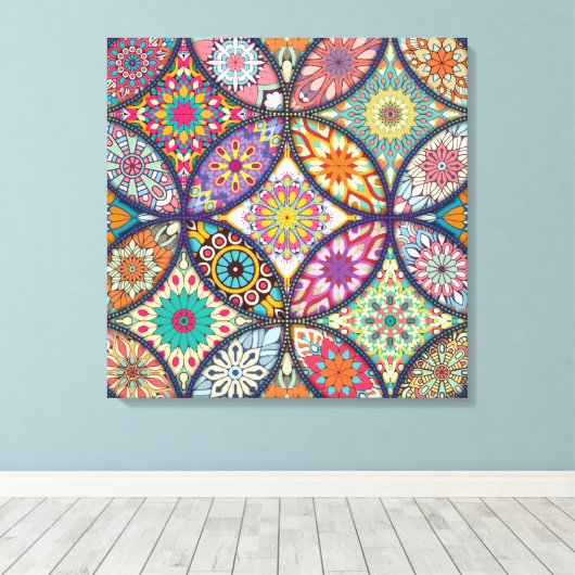 Mandala Pattern - Wrapped Canvas Leinwanddruck (Insitu (Holzboden))