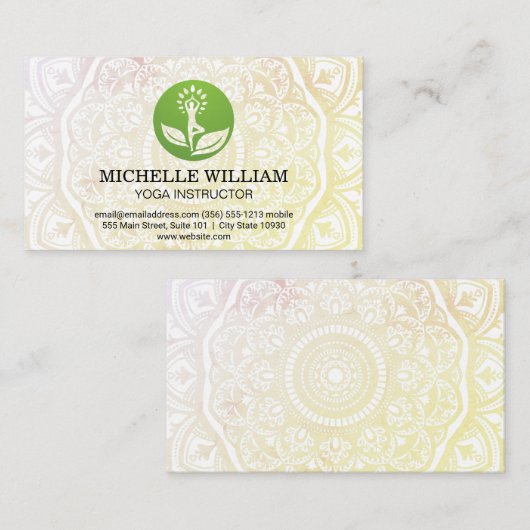 Mandala Pattern | Yoga Leaf Logo Visitenkarte (Vorne/Hinten)