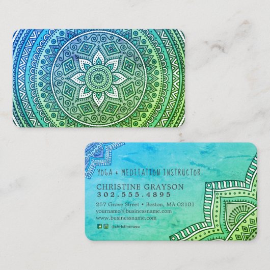 Mandala Pattern Yoga Meditation Visitenkarte (Vorne/Hinten)
