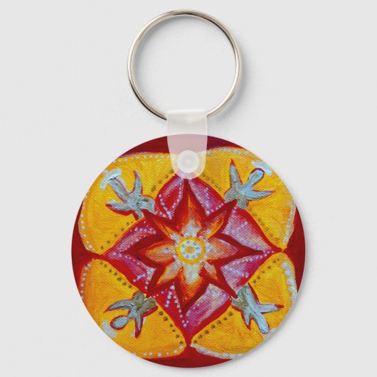 Mandala Peace 5,7 cm Basistaste Schlüsselring Schlüsselanhänger (Vorderseite)