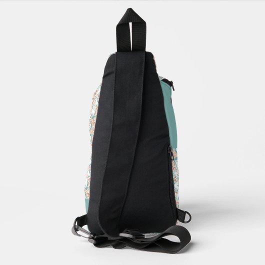 Mandala Peach Aquamarin Blume Muster Monogram Crossbody Bag (Rückseite)